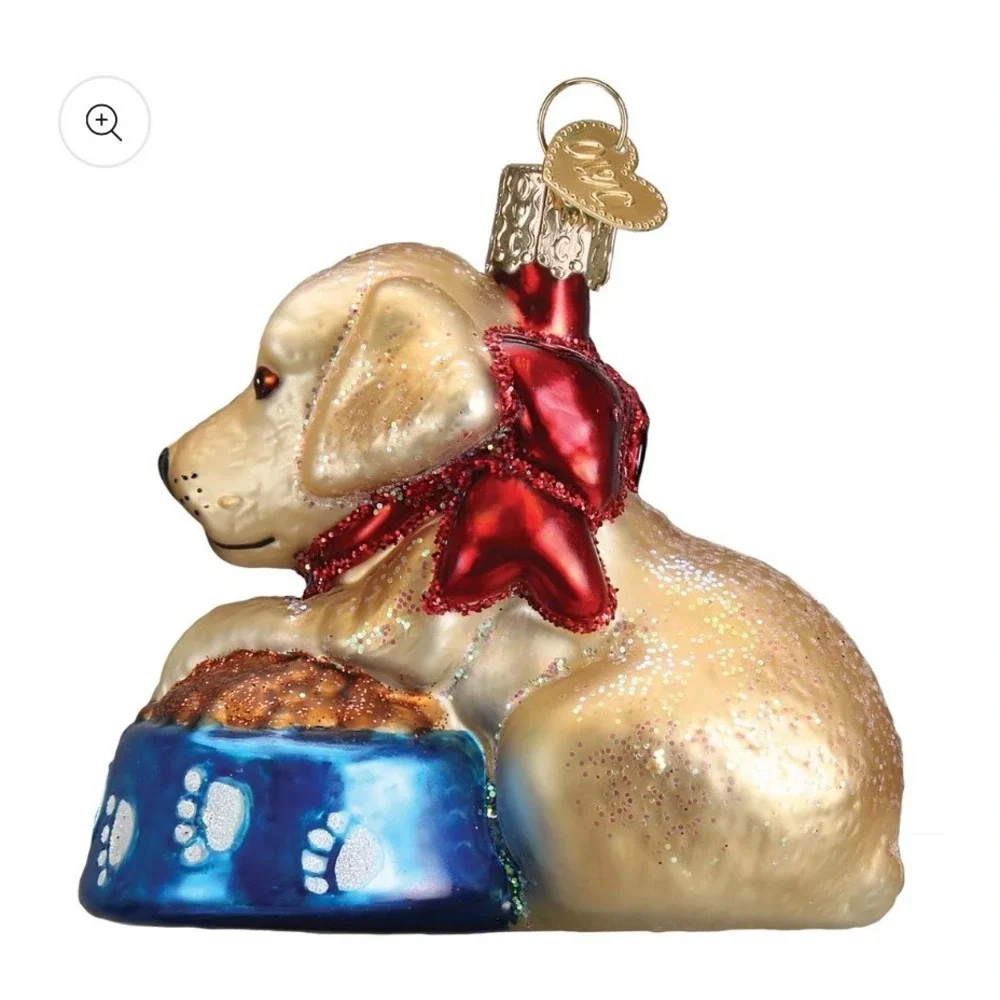 Old World Christmas Golden Labrador Puppy Glass Ornament Yellow Lab OS Gold New